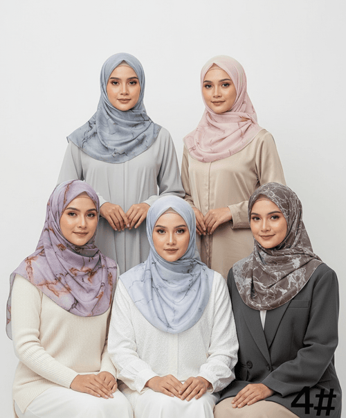 HJ02 Modal Hijab Scarf Women - Soft Breathable Ink Print Headscarf - Raya