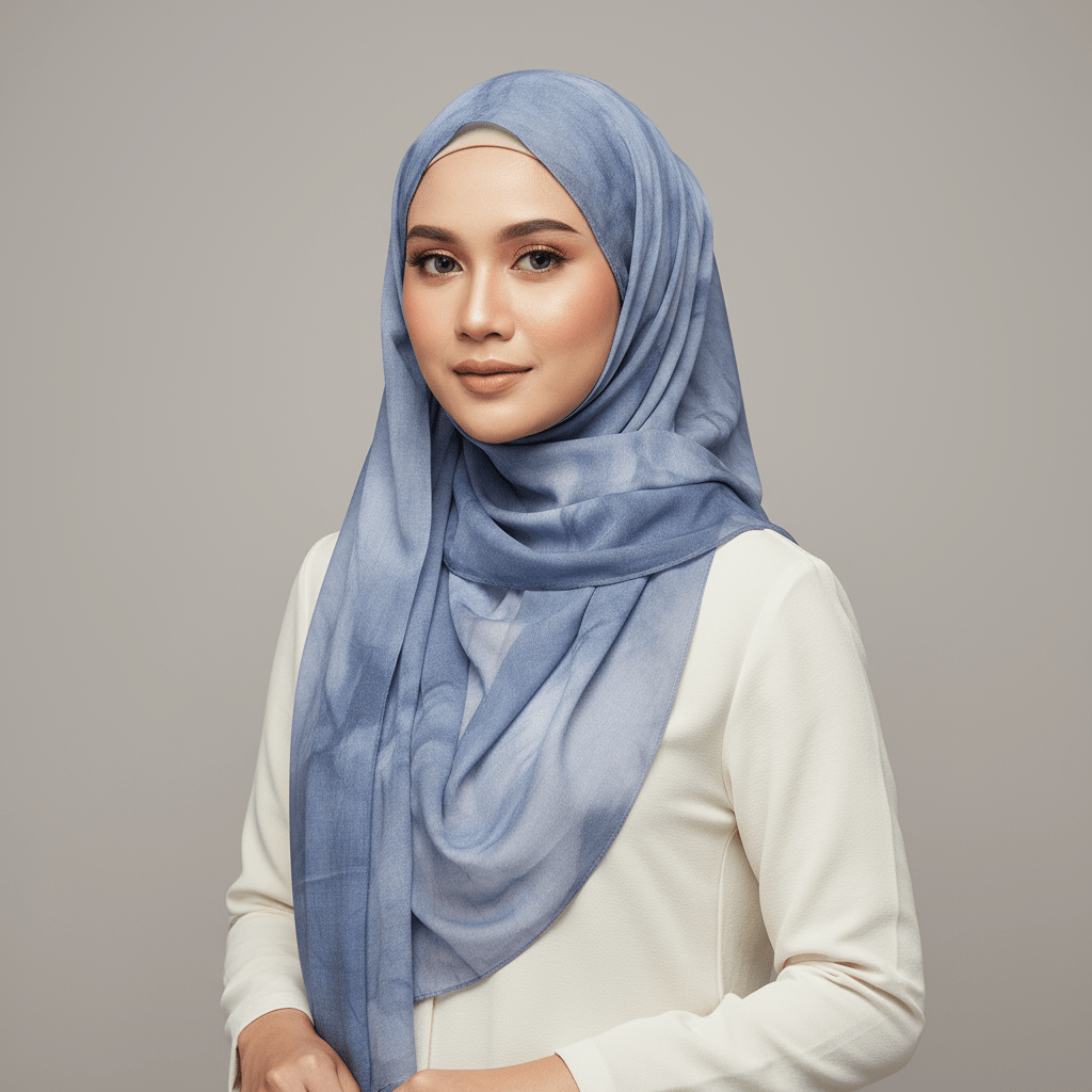 HJ02 Modal Hijab Scarf Women - Soft Breathable Ink Print Headscarf - Raya