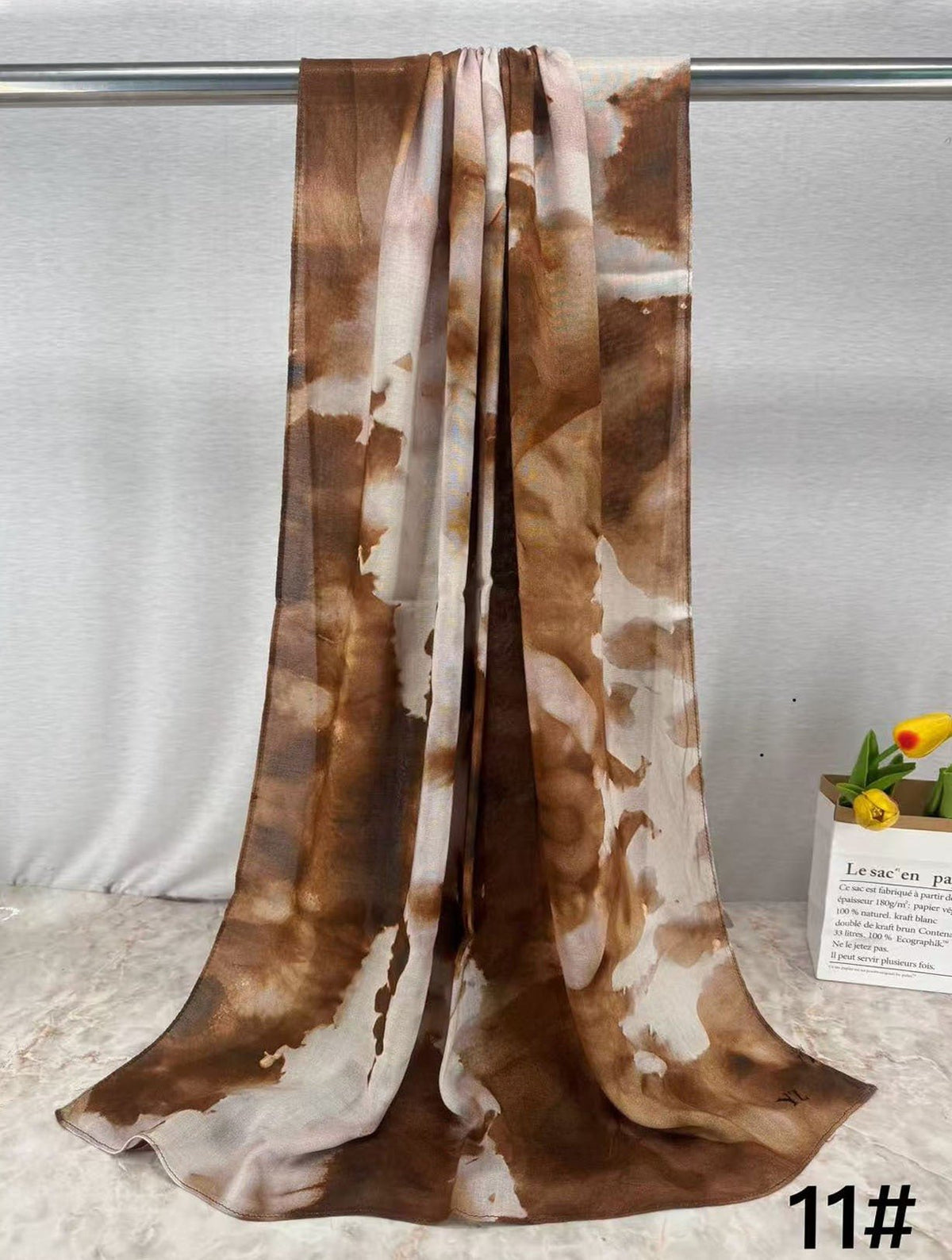 HJ03 Lightweight Modal Hijab - Watercolor Print Scarf for Women - Raya