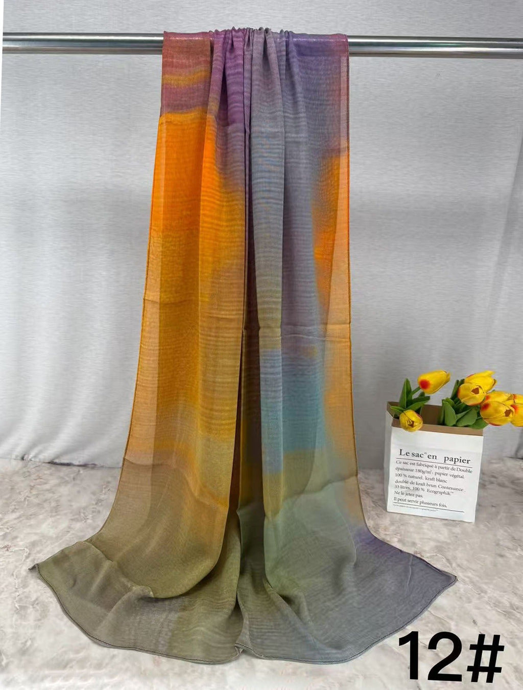 HJ03 Lightweight Modal Hijab - Watercolor Print Scarf for Women - Raya