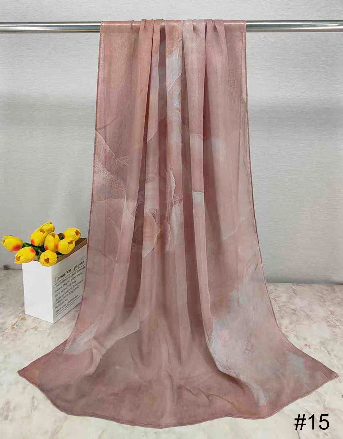 HJ03 Lightweight Modal Hijab - Watercolor Print Scarf for Women - Raya