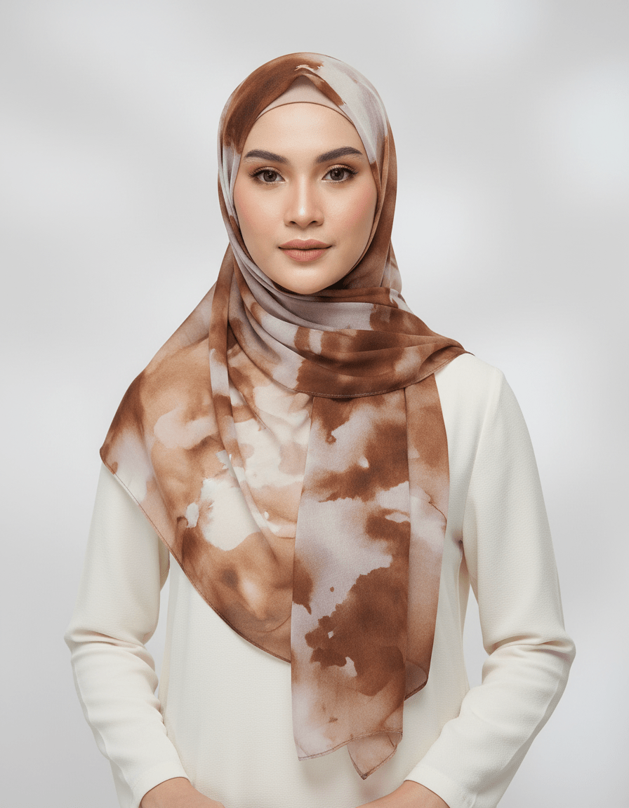 HJ03 Lightweight Modal Hijab - Watercolor Print Scarf for Women - Raya