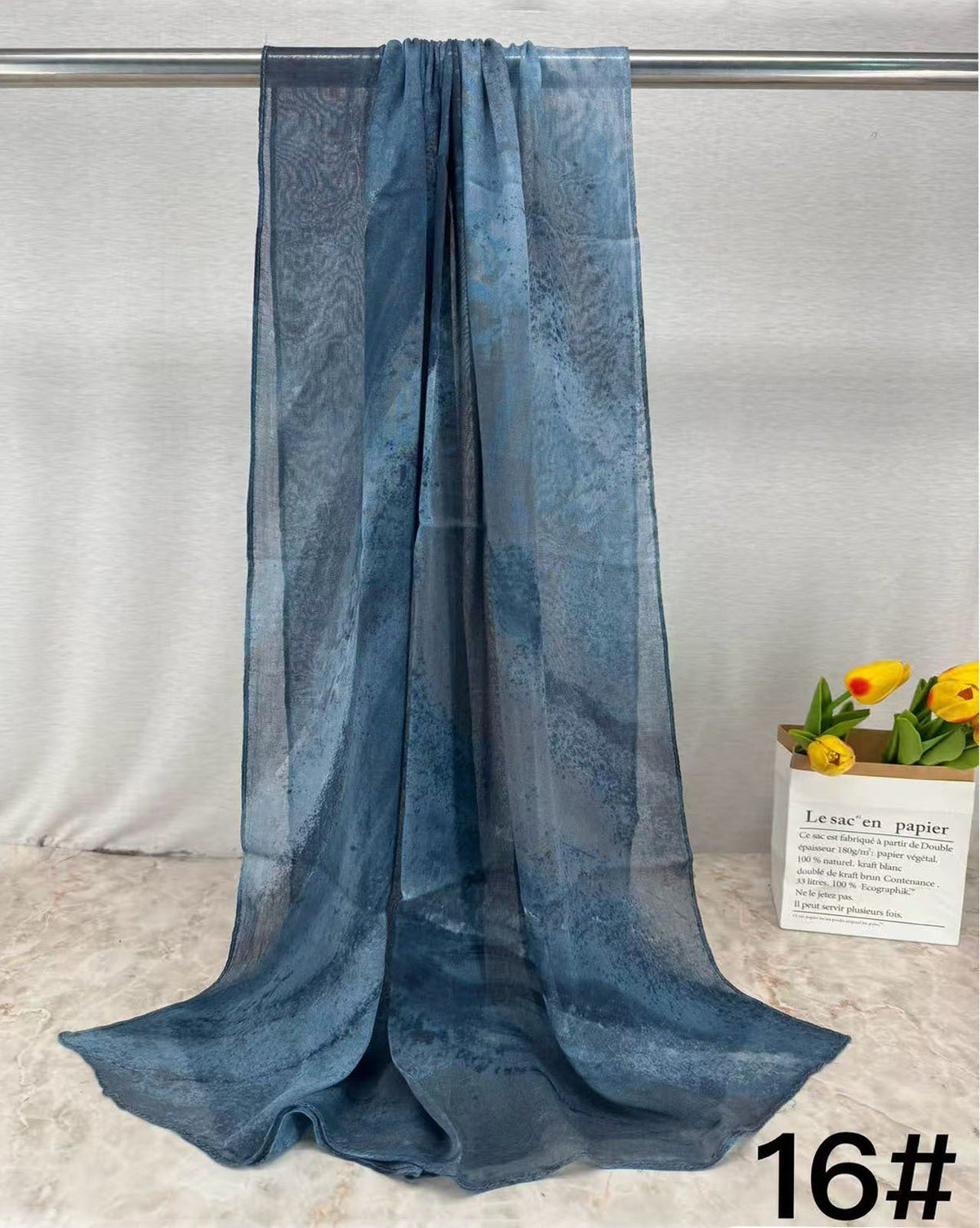 HJ04 Premium Modal Hijab Scarf - Elegant Ink Print Shawl Women - Raya