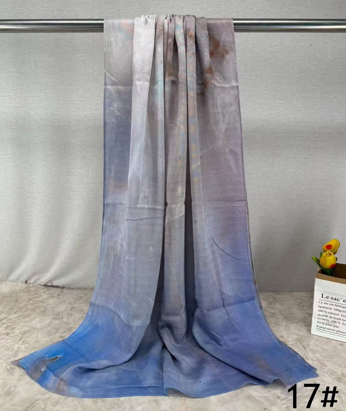HJ04 Premium Modal Hijab Scarf - Elegant Ink Print Shawl Women - Raya