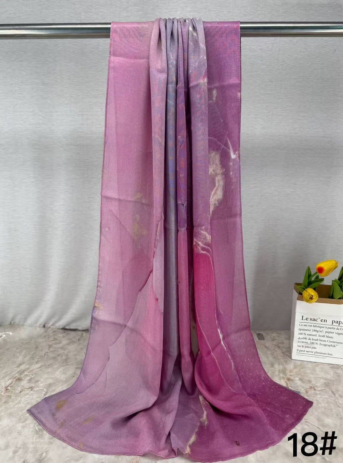 HJ04 Premium Modal Hijab Scarf - Elegant Ink Print Shawl Women - Raya