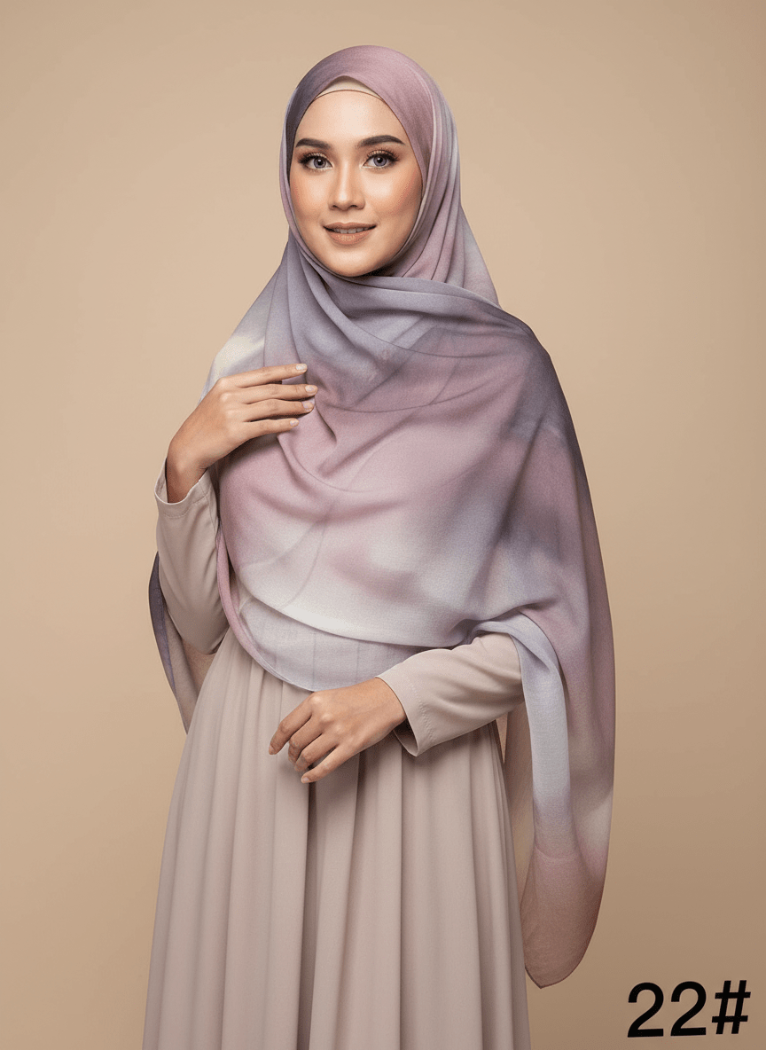 HJ05 Floral Modal Hijab - Artistic Print Headscarf for Muslim Women - Raya