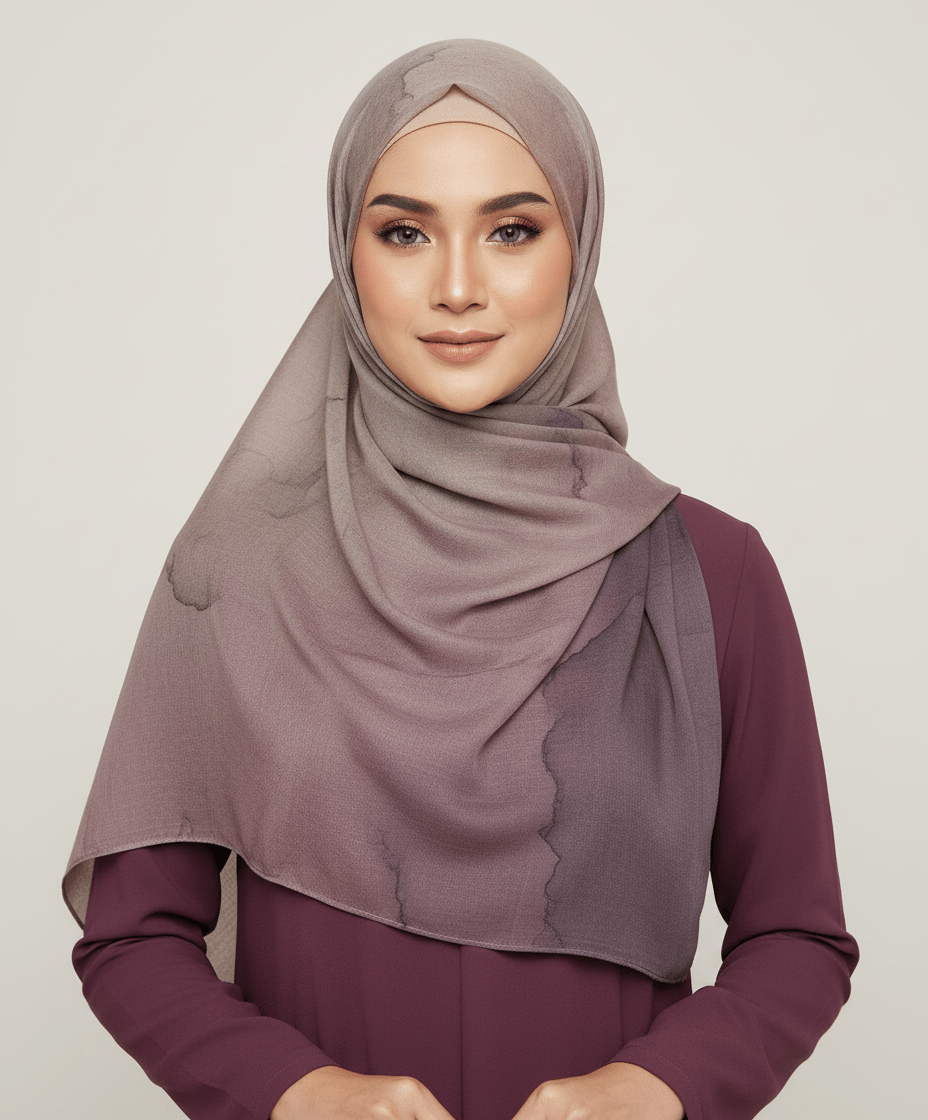 HJ05 Floral Modal Hijab - Artistic Print Headscarf for Muslim Women - Raya