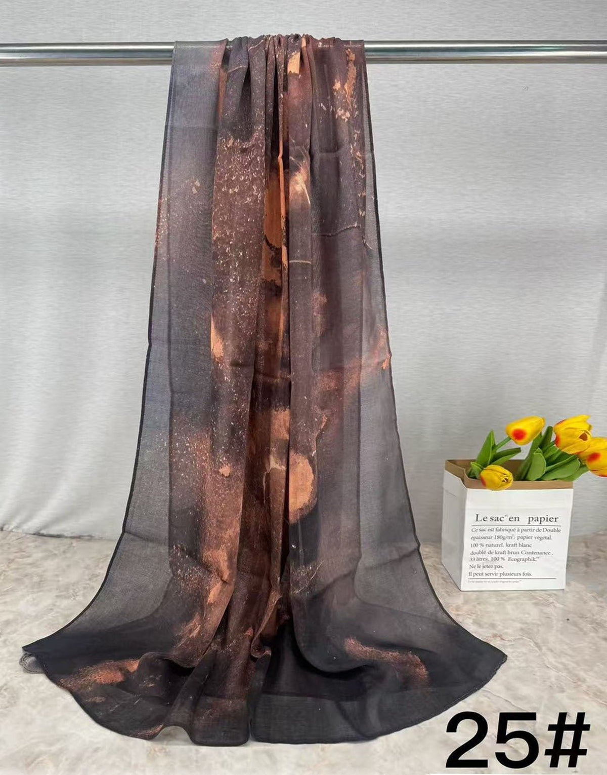 HJ05 Floral Modal Hijab - Artistic Print Headscarf for Muslim Women - Raya