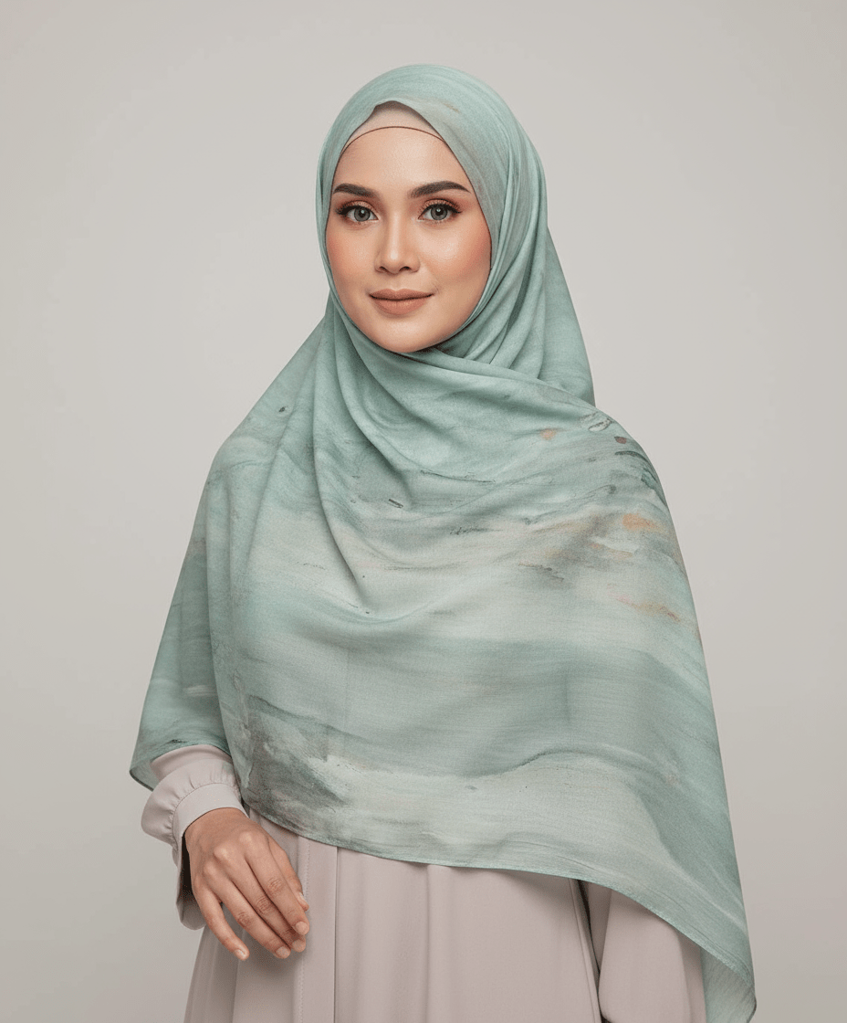 HJ06 Silky Modal Hijab - Vibrant Print Wrap Scarf for Women - Raya