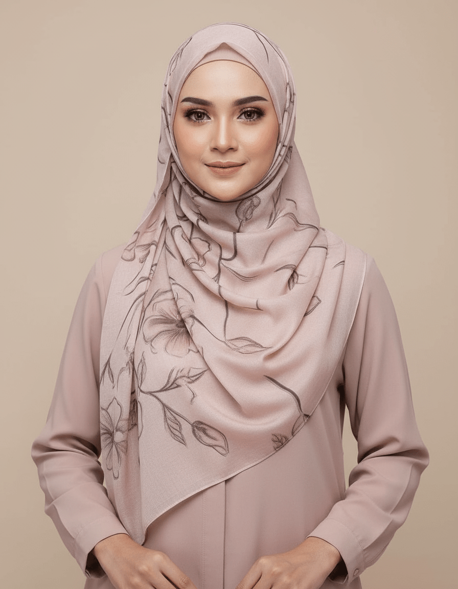 HJ06 Silky Modal Hijab - Vibrant Print Wrap Scarf for Women - Raya