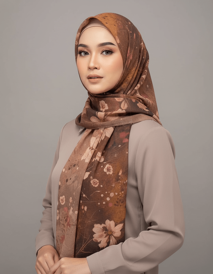 HJ06 Silky Modal Hijab - Vibrant Print Wrap Scarf for Women - Raya