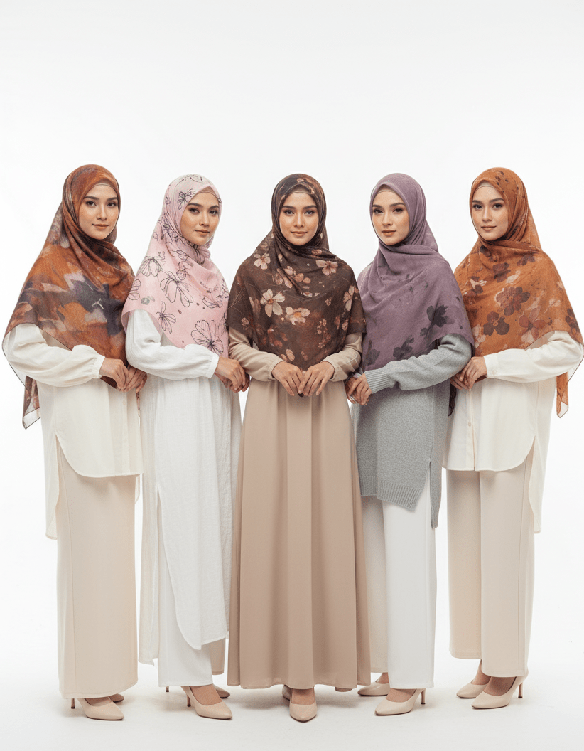 HJ06 Silky Modal Hijab - Vibrant Print Wrap Scarf for Women - Raya