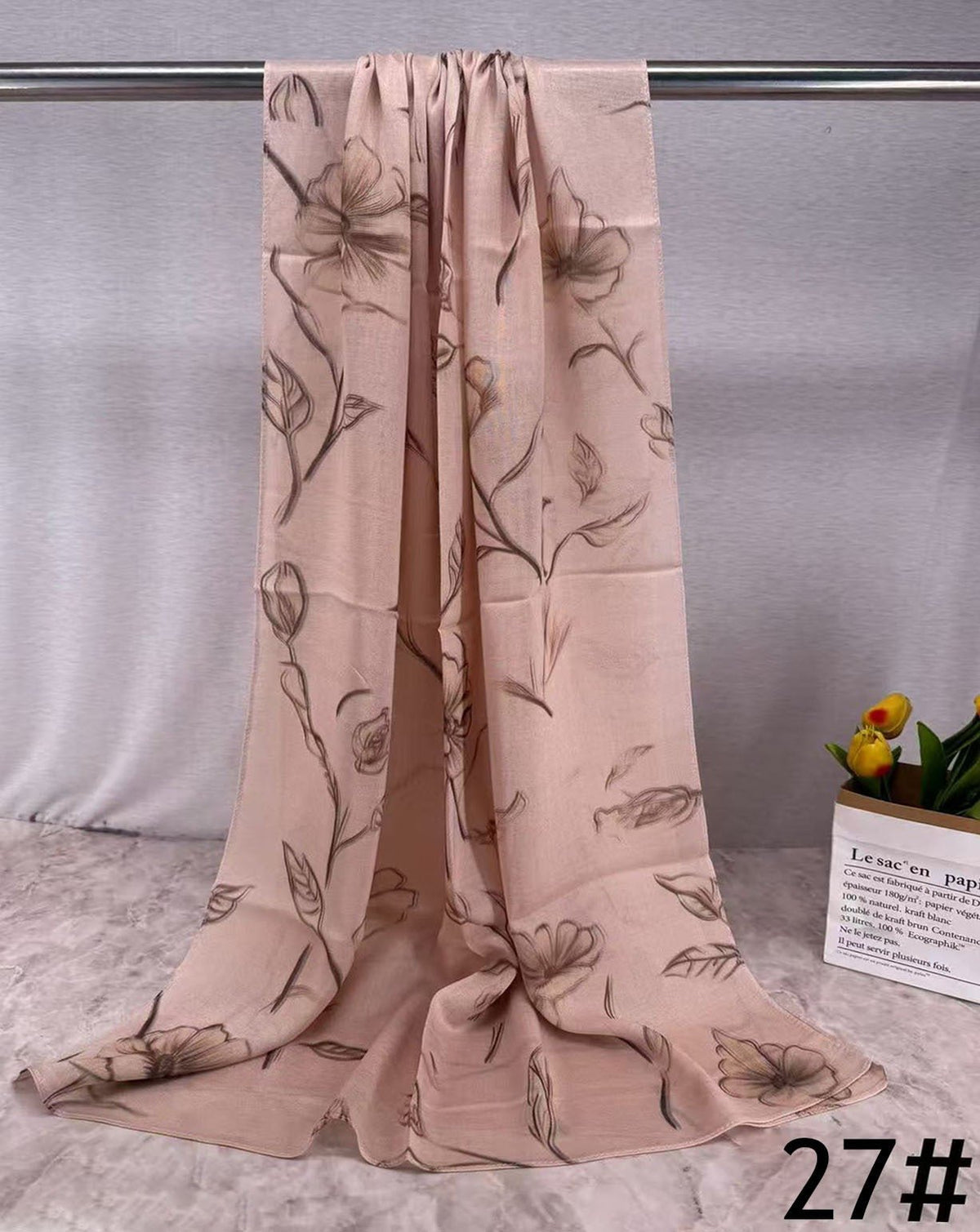 HJ06 Silky Modal Hijab - Vibrant Print Wrap Scarf for Women - Raya