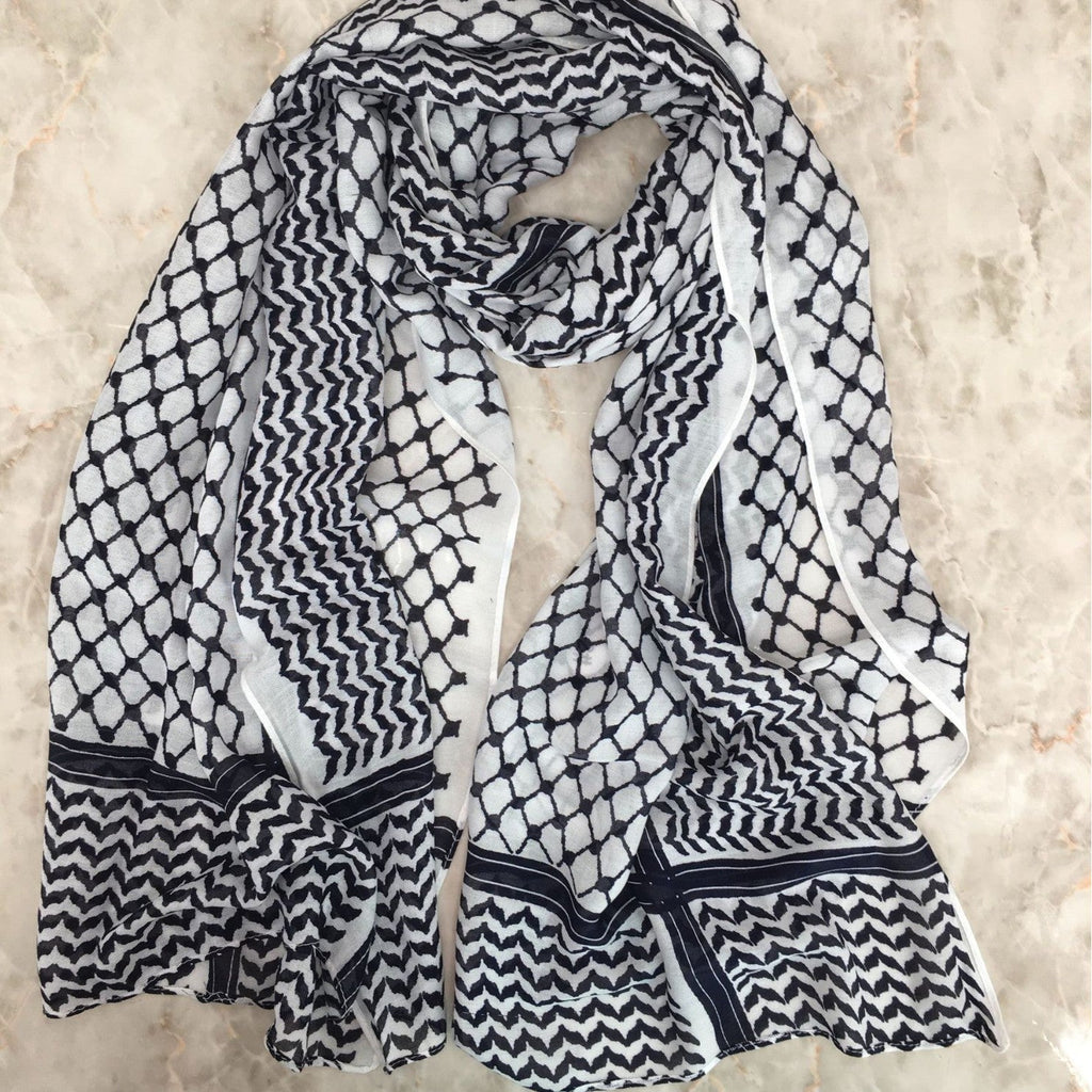 HJ07 Keffiyeh Print Modal Hijab - Traditional Arabic Scarf Women - Raya