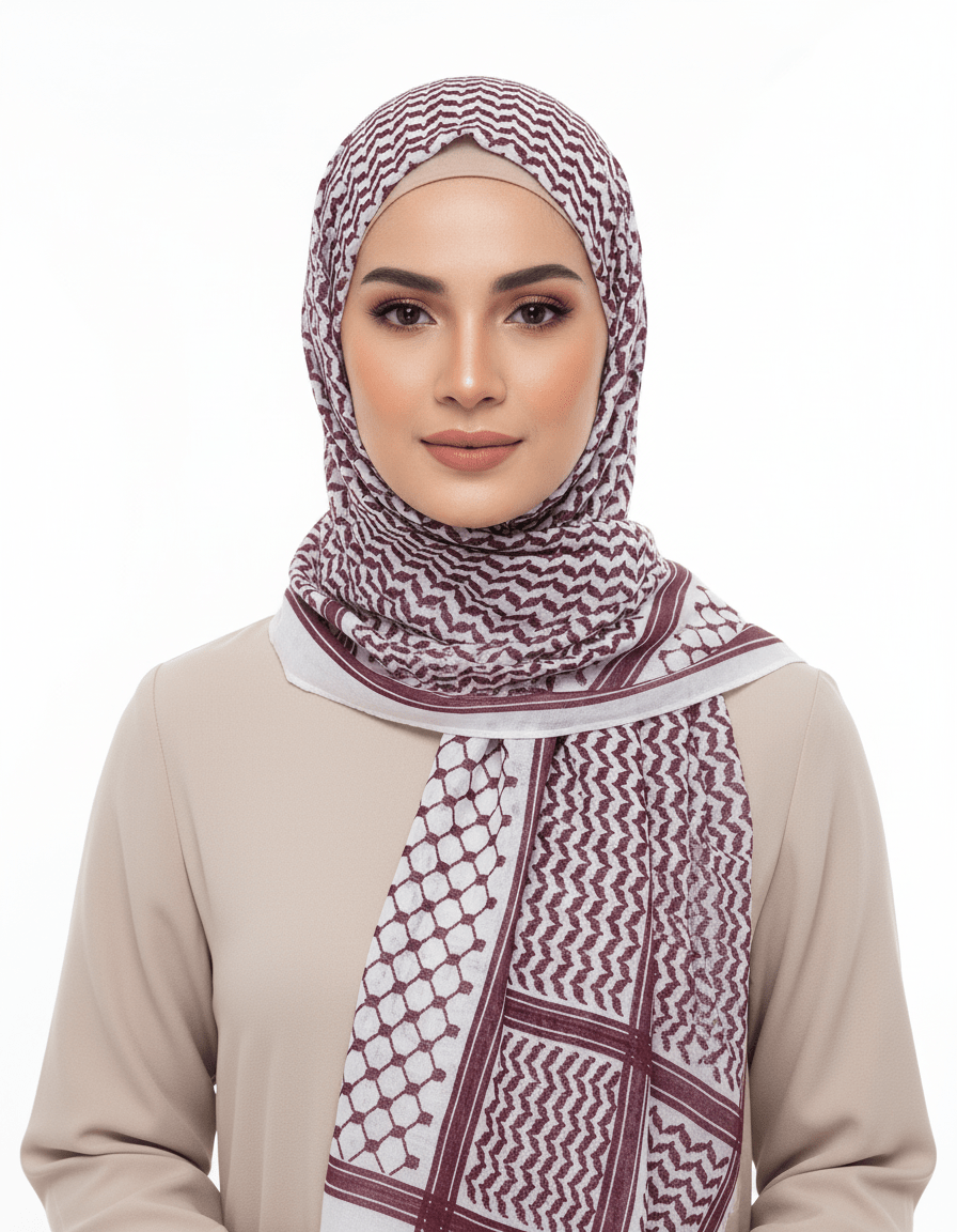 HJ07 Keffiyeh Print Modal Hijab - Traditional Arabic Scarf Women - Raya
