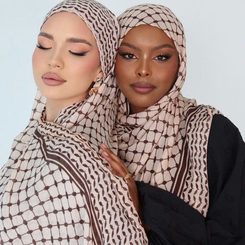HJ07 Keffiyeh Print Modal Hijab - Traditional Arabic Scarf Women - Raya
