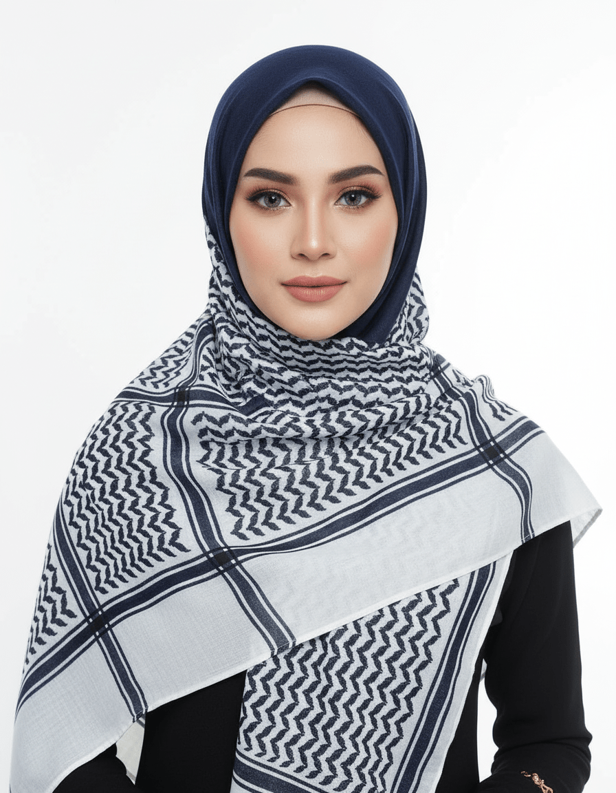 HJ07 Keffiyeh Print Modal Hijab - Traditional Arabic Scarf Women - Raya