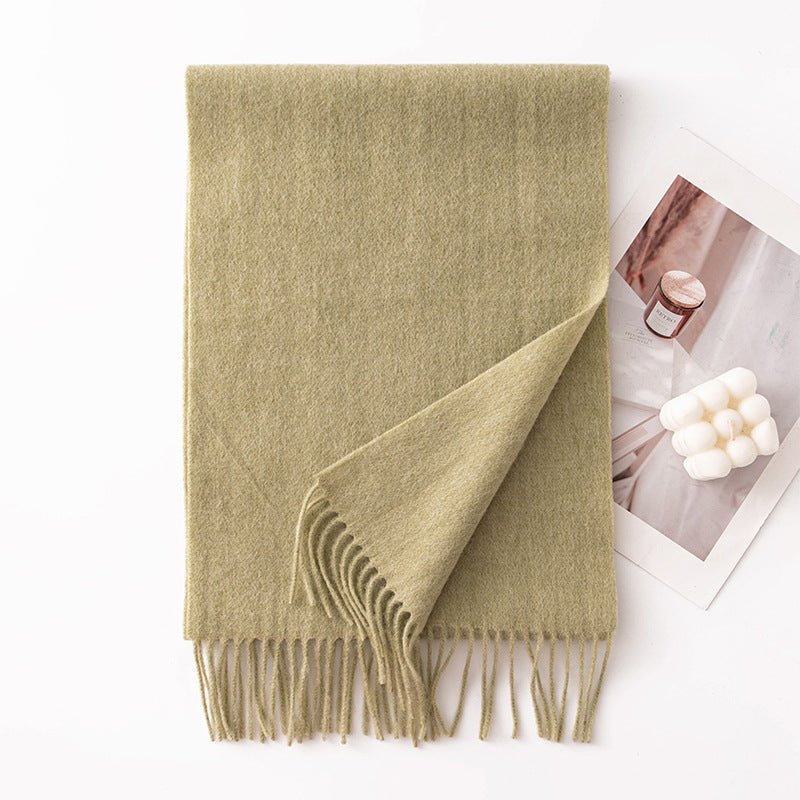 HJ10 Pure Wool Scarf Women - 100% Cashmere Feel Winter Shawl Tassel - Raya