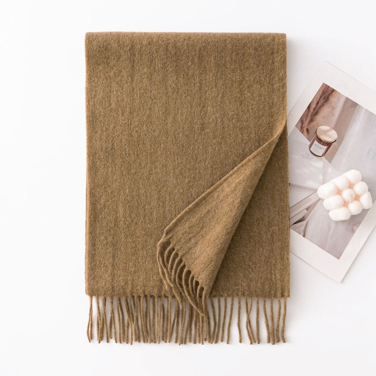 HJ10 Pure Wool Scarf Women - 100% Cashmere Feel Winter Shawl Tassel - Raya