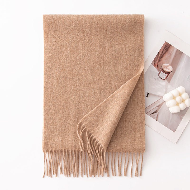HJ10 Pure Wool Scarf Women - 100% Cashmere Feel Winter Shawl Tassel - Raya