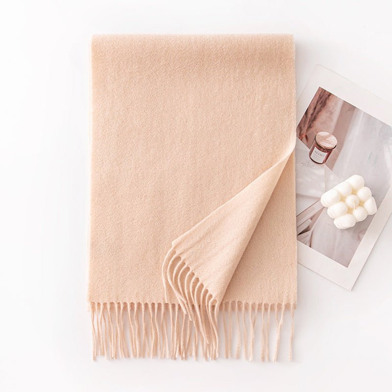 HJ10 Pure Wool Scarf Women - 100% Cashmere Feel Winter Shawl Tassel - Raya