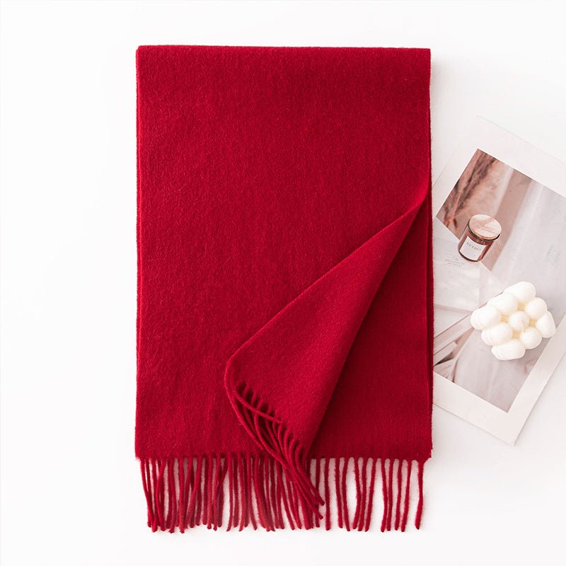 HJ10 Pure Wool Scarf Women - 100% Cashmere Feel Winter Shawl Tassel - Raya