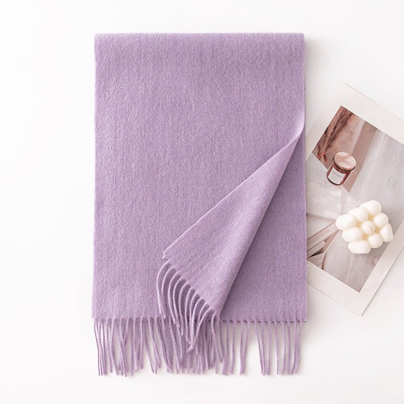 HJ10 Pure Wool Scarf Women - 100% Cashmere Feel Winter Shawl Tassel - Raya