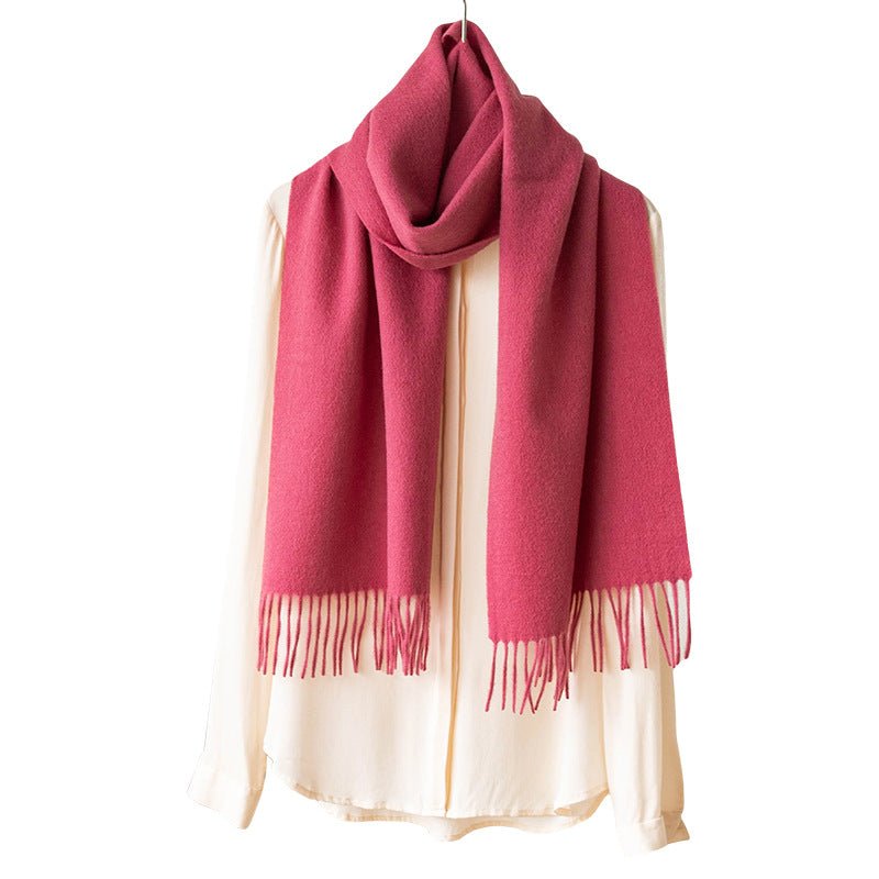 HJ10 Pure Wool Scarf Women - 100% Cashmere Feel Winter Shawl Tassel - Raya