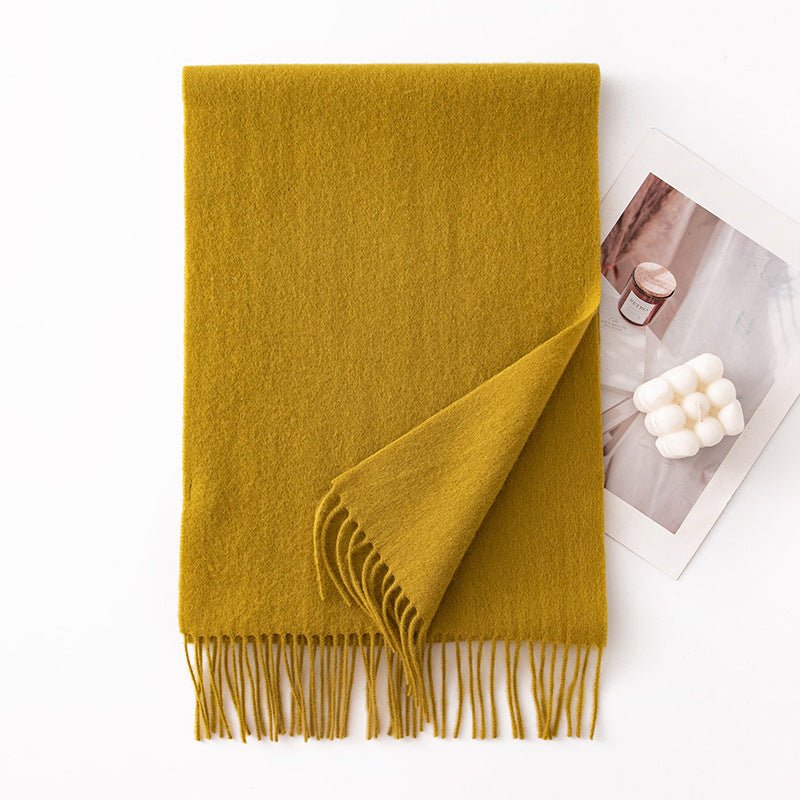 HJ10 Pure Wool Scarf Women - 100% Cashmere Feel Winter Shawl Tassel - Raya