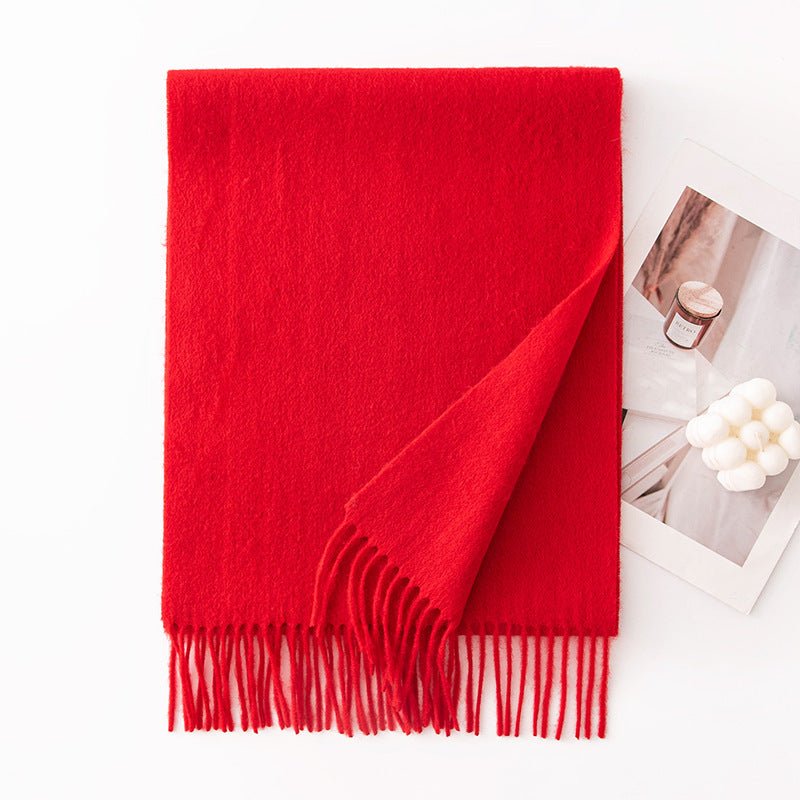 HJ10 Pure Wool Scarf Women - 100% Cashmere Feel Winter Shawl Tassel - Raya