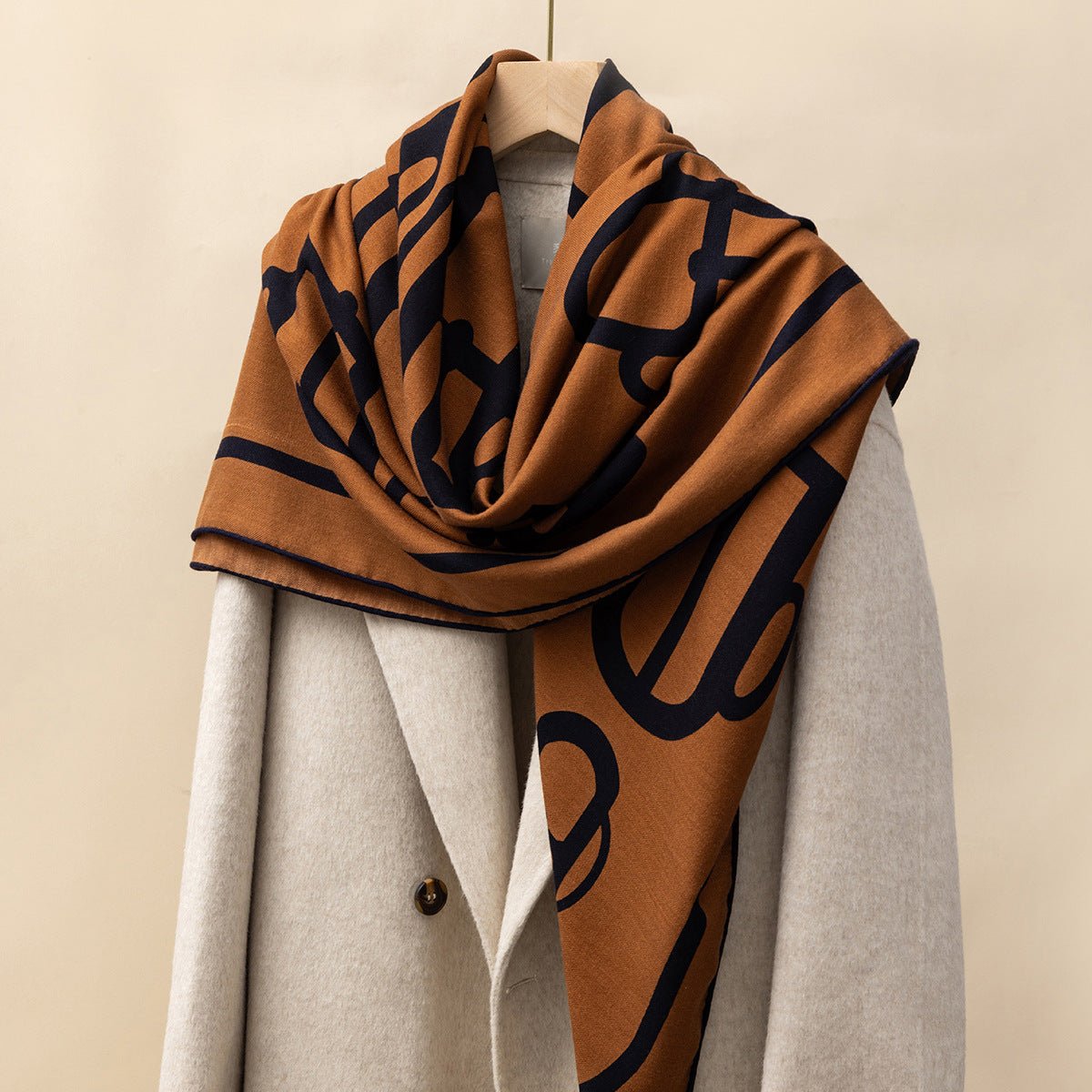 HJ11 Silk Cashmere Scarf - Warm Wool Square Shawl Tropical Print - Raya