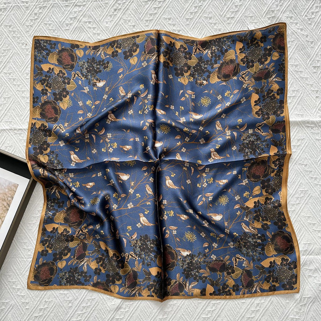 HJ12 Silk Scarf Women Spring - Striped Mulberry Square UV Protection 1 - Raya