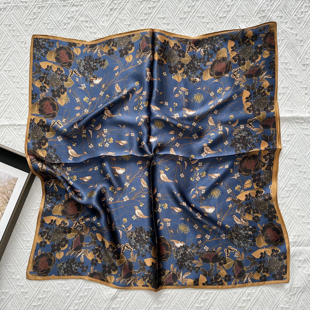 HJ12 Silk Scarf Women Spring - Striped Mulberry Square UV Protection 1 - Raya