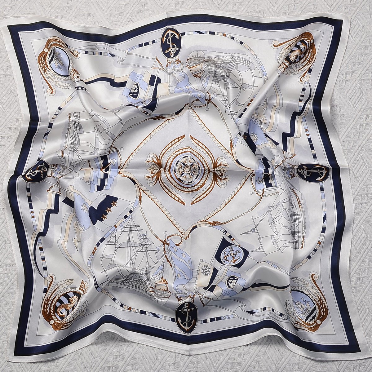 HJ12 Silk Scarf Women Spring - Striped Mulberry Square UV Protection 1 - Raya