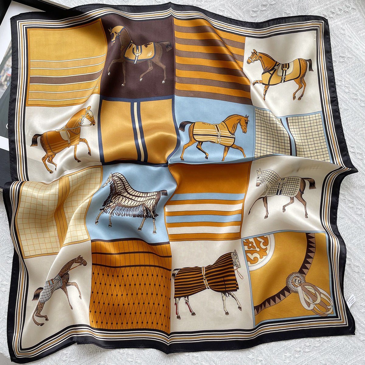 HJ12 Silk Scarf Women Spring - Striped Mulberry Square UV Protection 1 - Raya