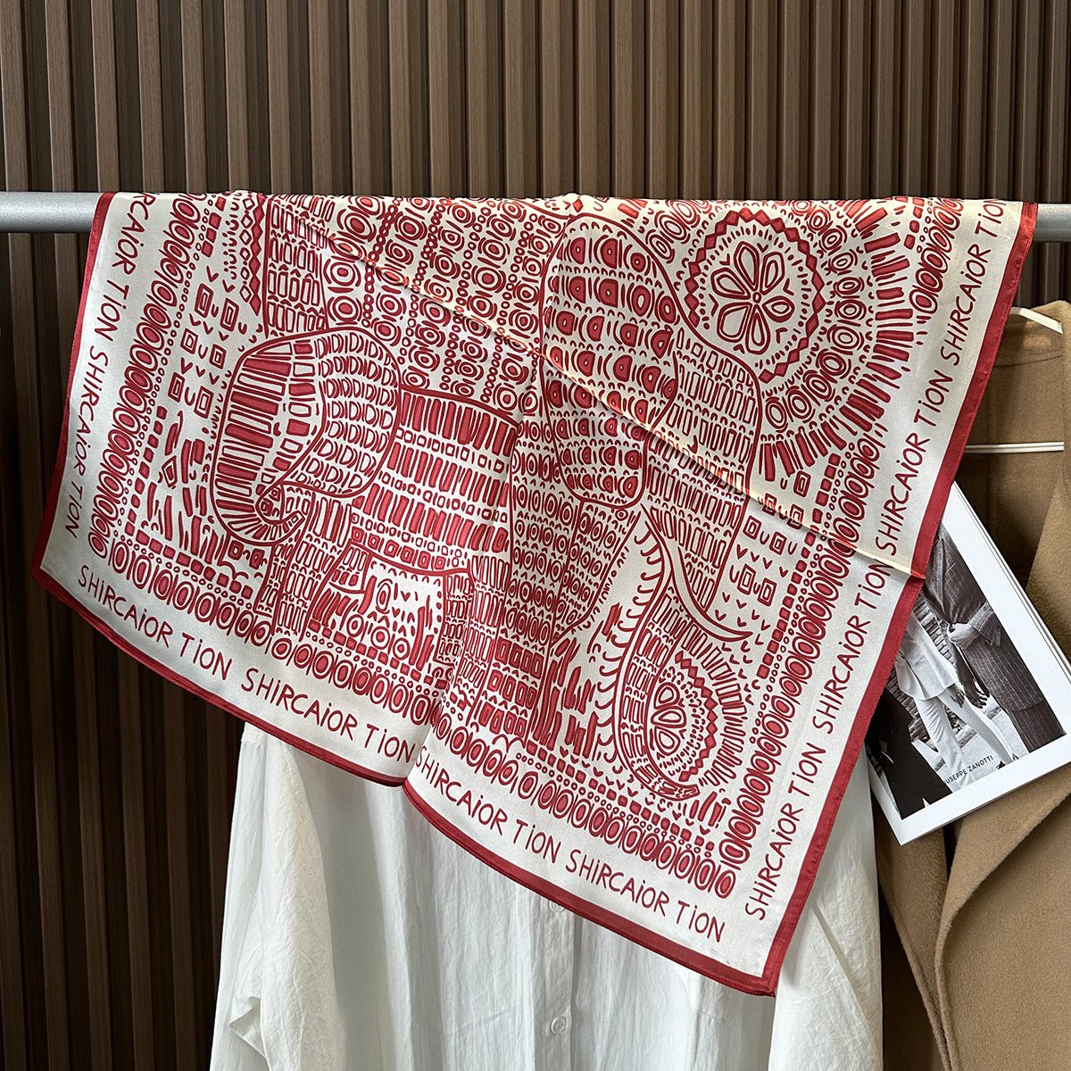 HJ12 Silk Scarf Women Spring - Striped Mulberry Square UV Protection 2 - Raya