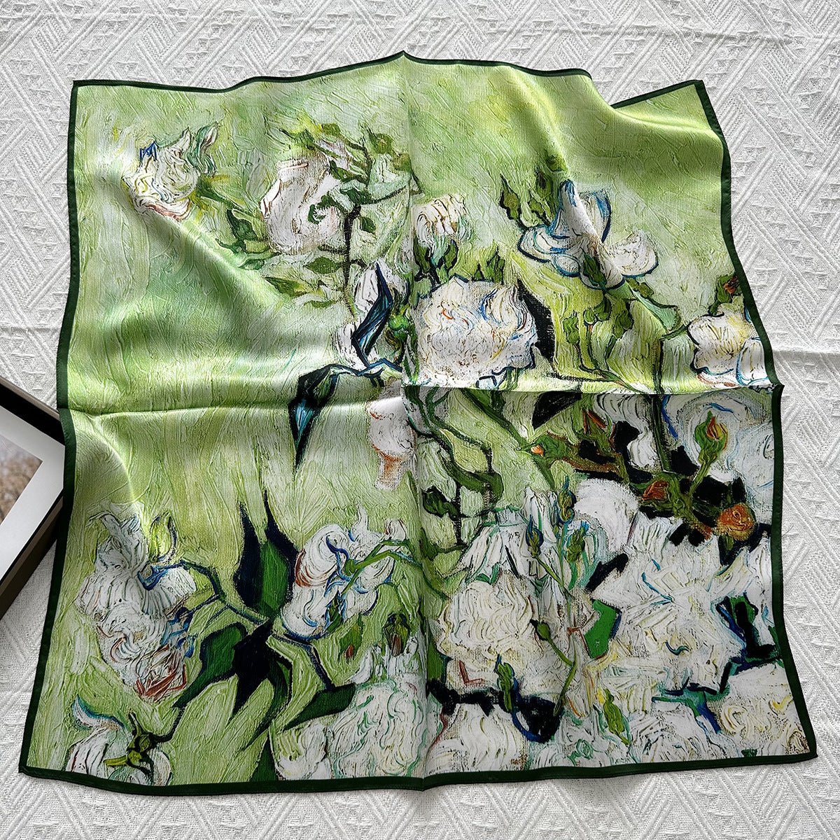 HJ12 Silk Scarf Women Spring - Striped Mulberry Square UV Protection 2 - Raya