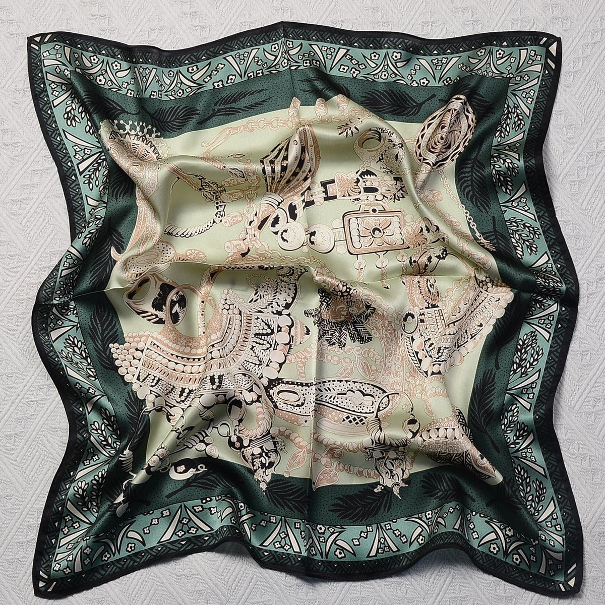 HJ12 Silk Scarf Women Spring - Striped Mulberry Square UV Protection 3 - Raya