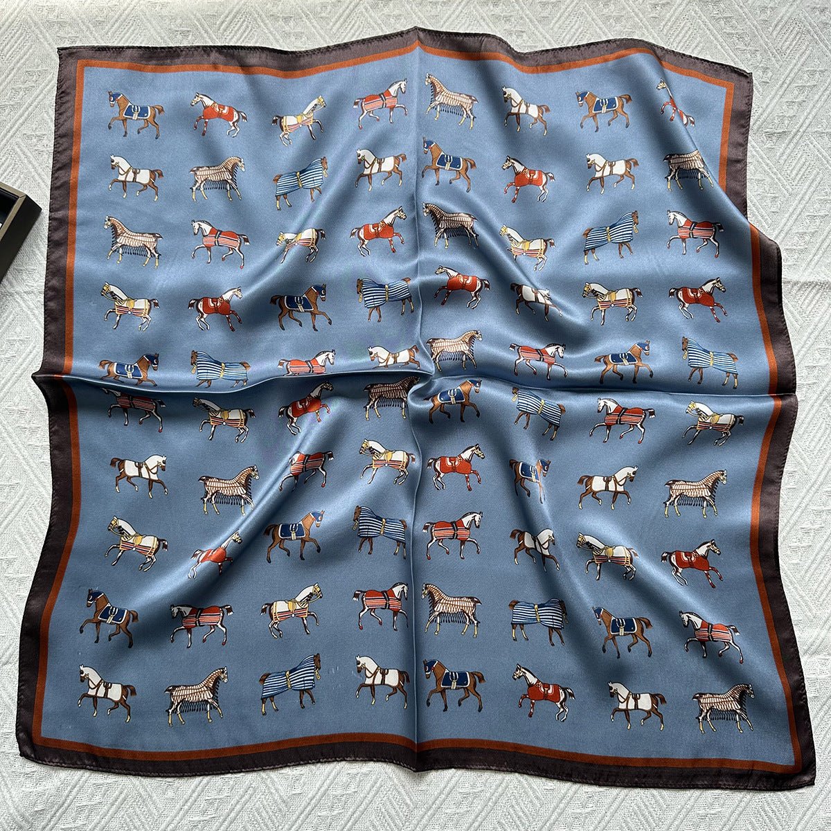 HJ12 Silk Scarf Women Spring - Striped Mulberry Square UV Protection 3 - Raya