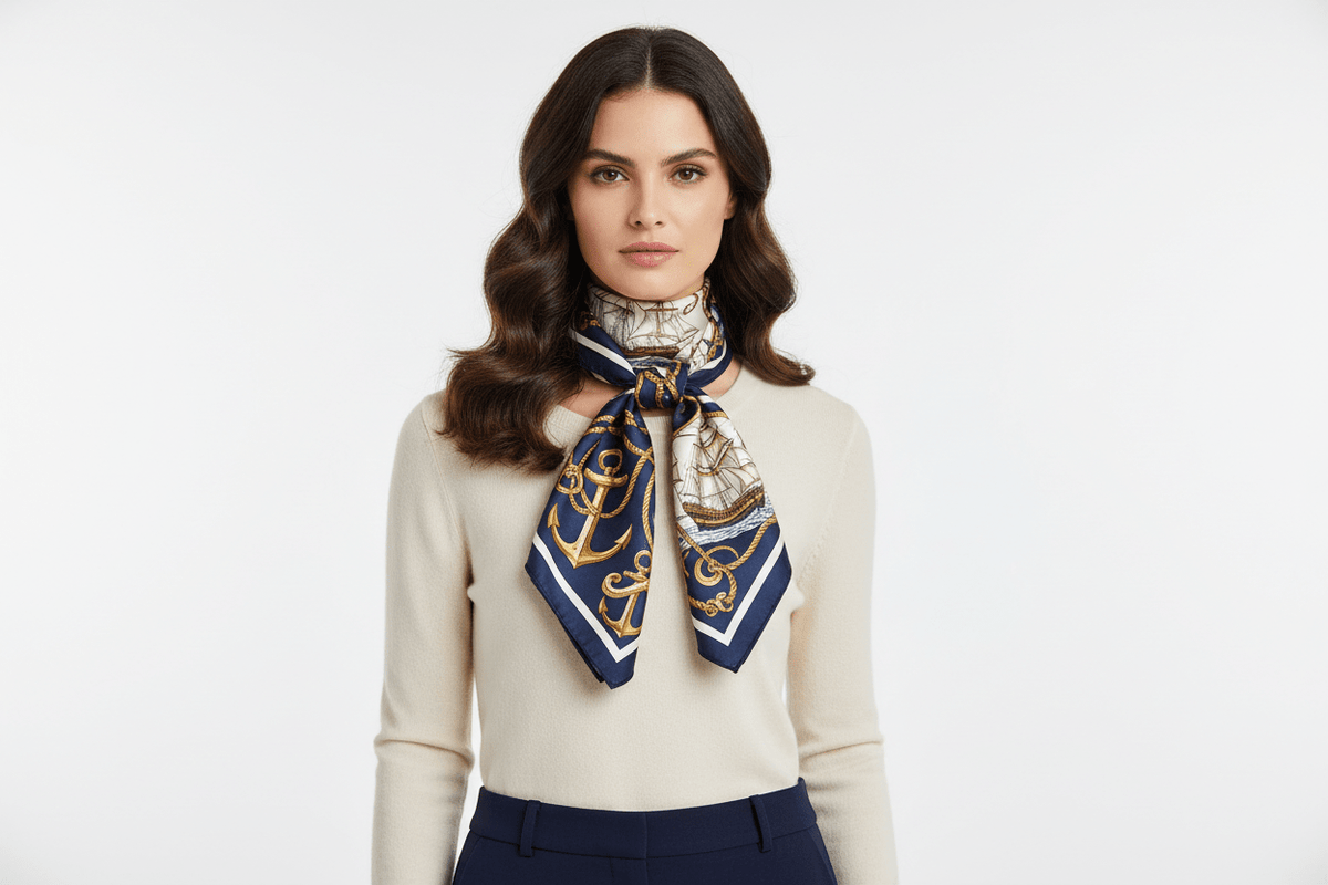 HJ12 Silk Scarf Women Spring - Striped Mulberry Square UV Protection 3 - Raya