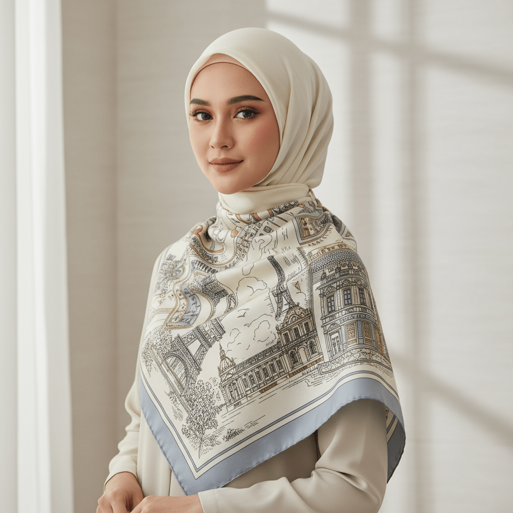 HJ12 Silk Scarf Women Spring - Striped Mulberry Square UV Protection 3 - Raya