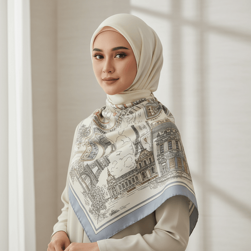 HJ12 Silk Scarf Women Spring - Striped Mulberry Square UV Protection 3 - Raya
