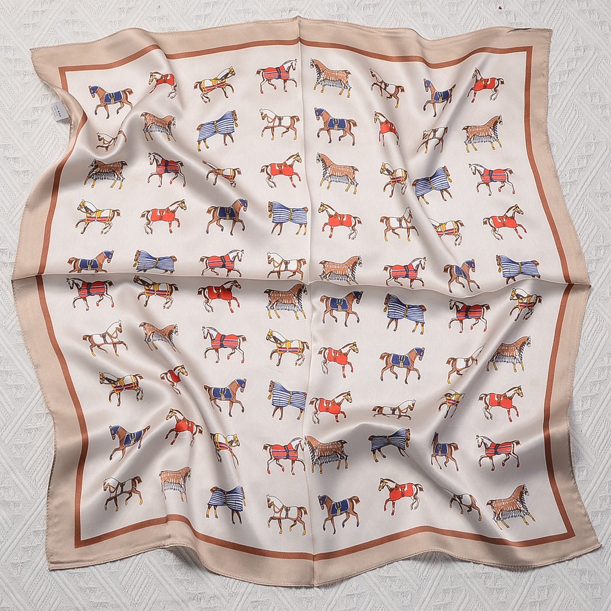HJ12 Silk Scarf Women Spring - Striped Mulberry Square UV Protection 3 - Raya
