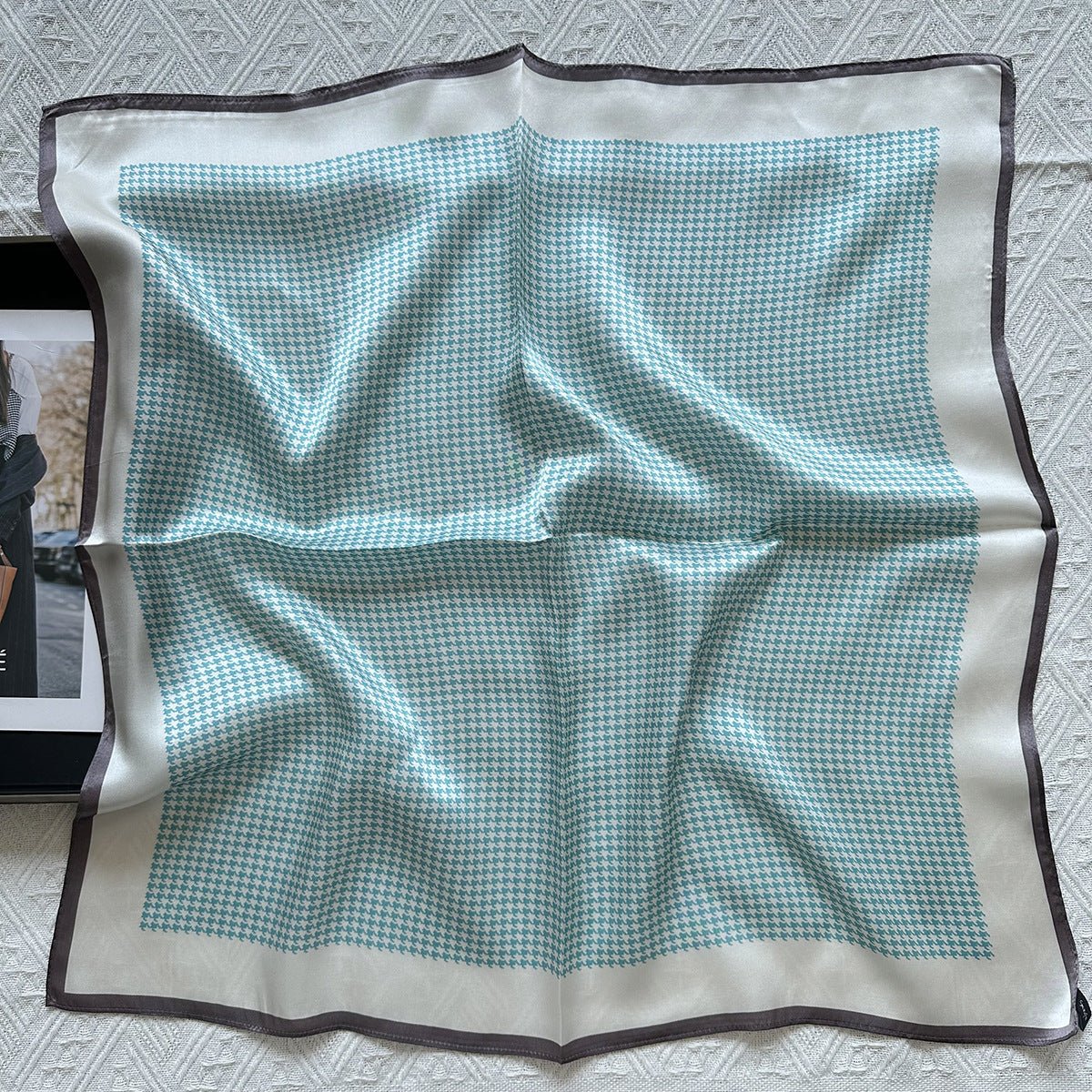 HJ12 Silk Scarf Women Spring - Striped Mulberry Square UV Protection 3 - Raya