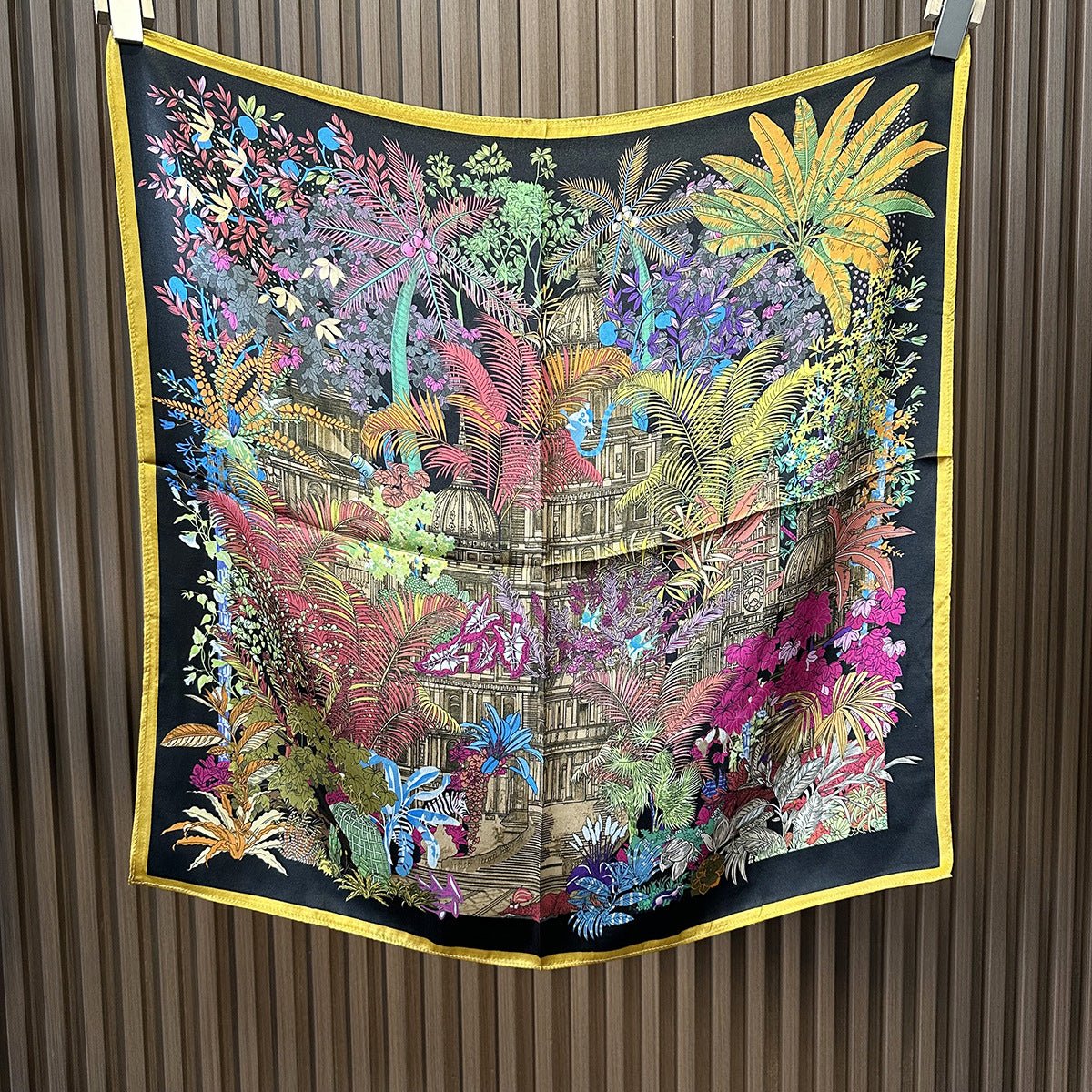 HJ12 Silk Scarf Women Spring - Striped Mulberry Square UV Protection 3 - Raya