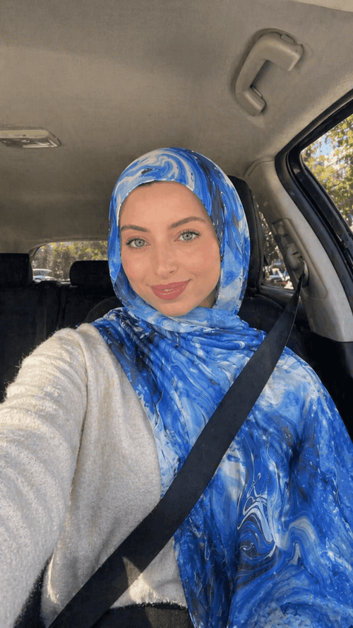 RY02 Watercolor Print Cotton Blend Hijab Shawl – Ethnic Style Women's Head Scarf (80×180cm) - Raya