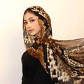 RY116 Black Gold Brown Snakeskin Print Hijab Shawl – Python Women's Head Scarf (80×180cm) - Raya