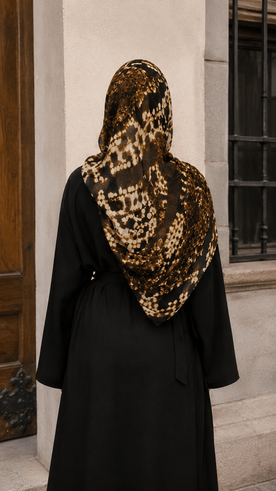 RY116 Black Gold Brown Snakeskin Print Hijab Shawl – Python Women's Head Scarf (80×180cm) - Raya