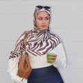 RY117 Cream Brown Zebra Print Hijab Shawl – Watercolor Animal Women's Head Scarf (80×180cm) - Raya