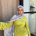 RY123 White Blue Purple Pink Watercolor Floral Hijab Shawl – Monet Garden Women's Head Scarf (80×180cm) - Raya